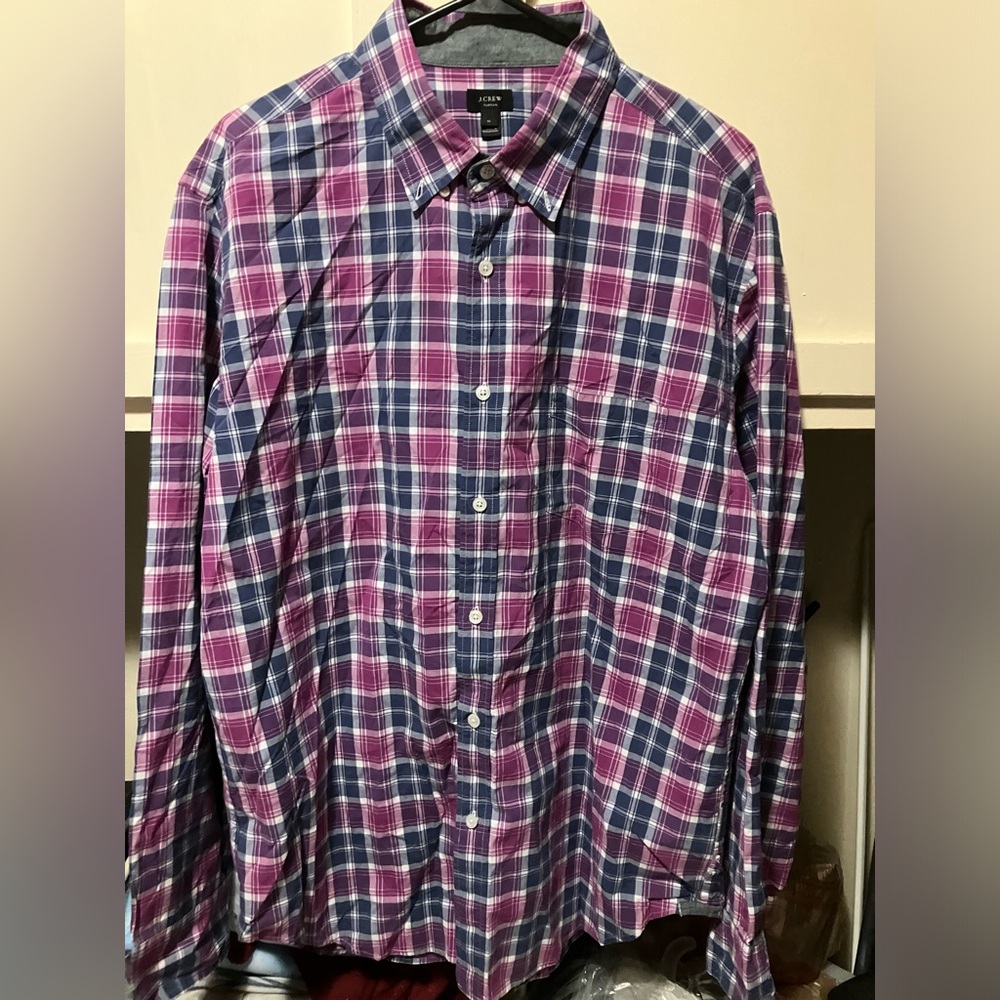 J. Crew Long Sleeve Button Down Shirt Men's XL Large Plaid Tartan Long Sleeve
